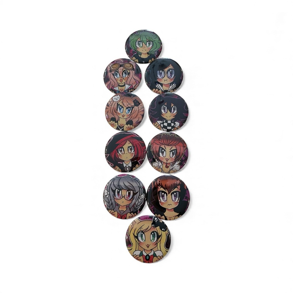 Anime Character Button Pin Set - 10‎ Webcomic Collectible Chibi Style Artwork 8